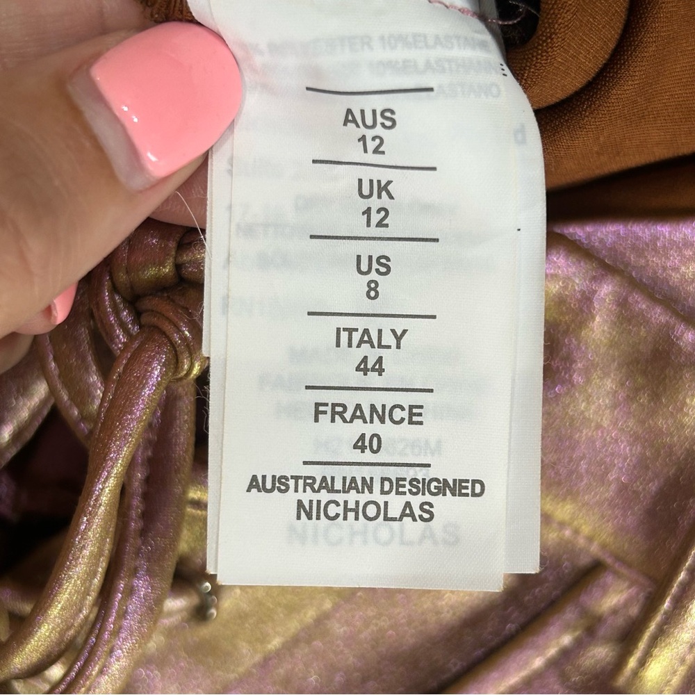 Nicholas Valeria Rainbow Shimmer Pink Lace-Up Pants‎ - Size 8 - Picture 4 of 6